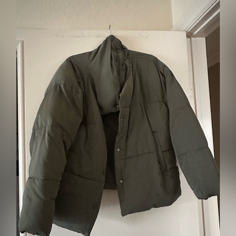 Free People Dark Green Puffer Jacket